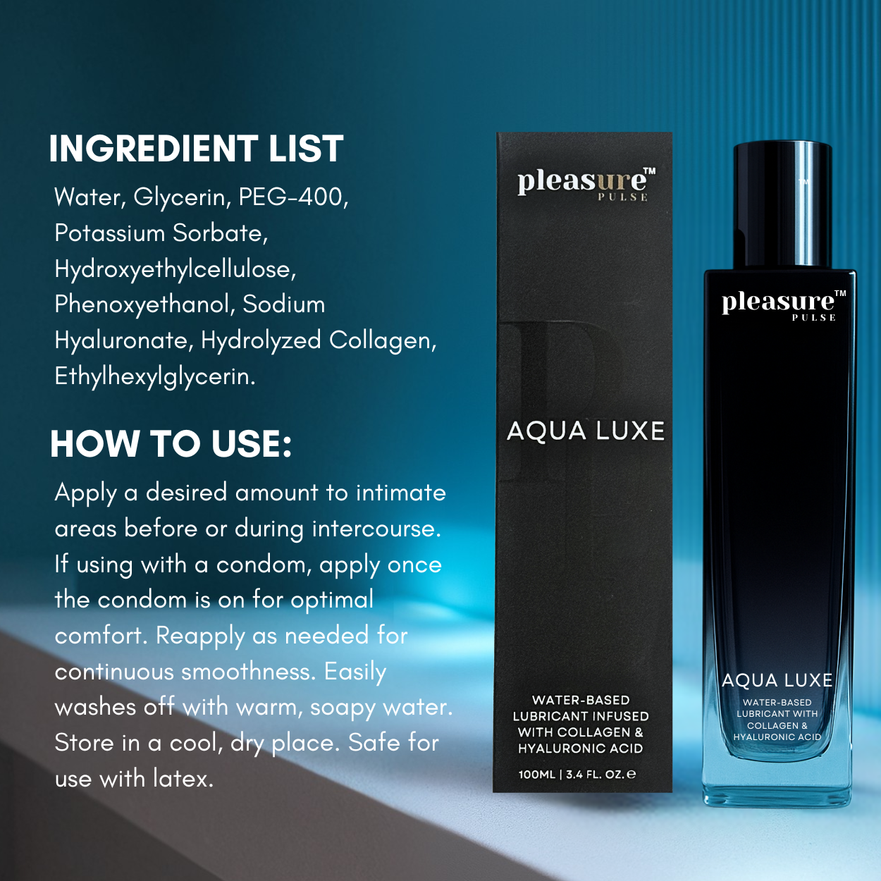 Aqua Luxe Water-Based Lubricant with Collagen & Hyaluronic Acid